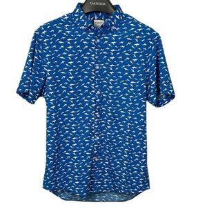 International Report Shark Print Short Sleeve Shirt Men’s M Slim‎ Fit